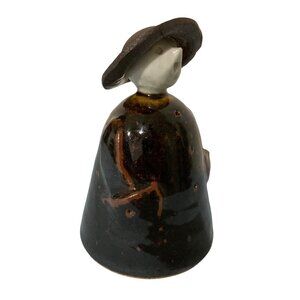 Vintage Art Pottery Bell Of A Priest Brown And Black